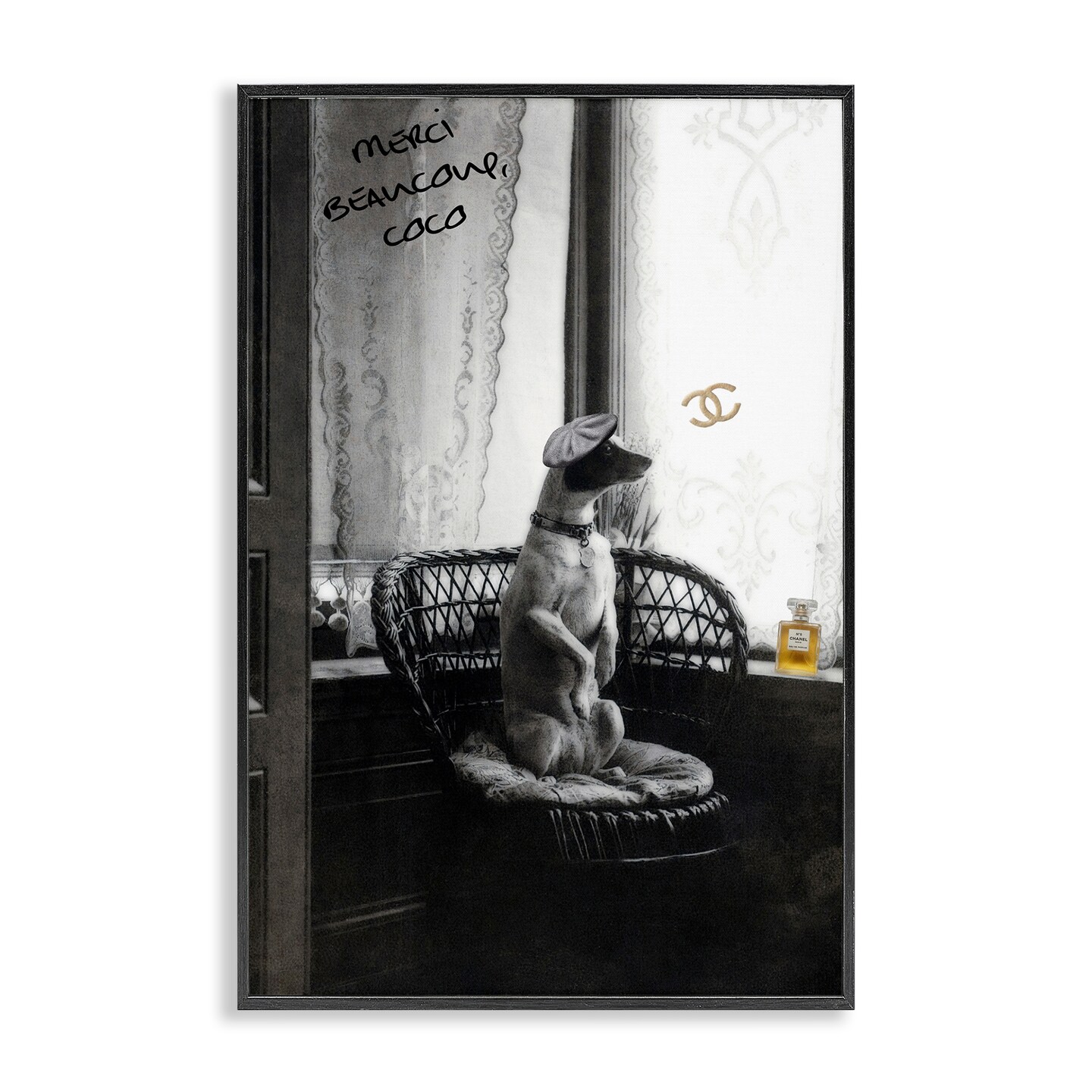 Stupell Industries Chic Dog with French Words Framed Giclee Wall Art Design by Graffi*tee Studios