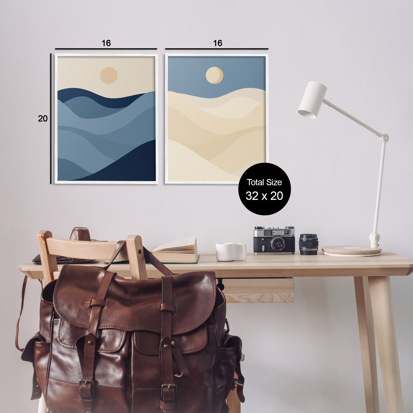 Stupell Industries Boho Waves & Dunes 2pc Framed Giclee Wall Art Set Design by Daphne Polselli