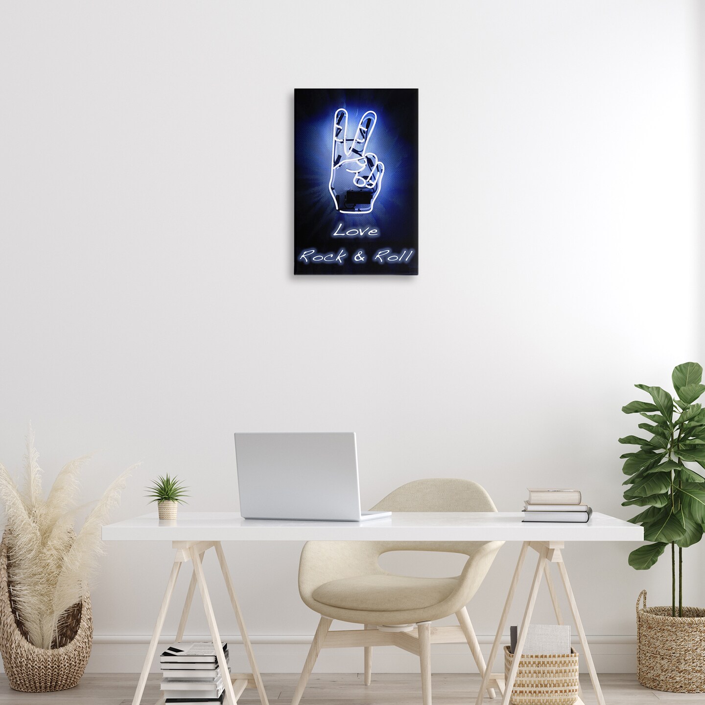 Stupell Industries Love Rock & Roll Neon Canvas Wall Art Design by Graffi*tee Studios