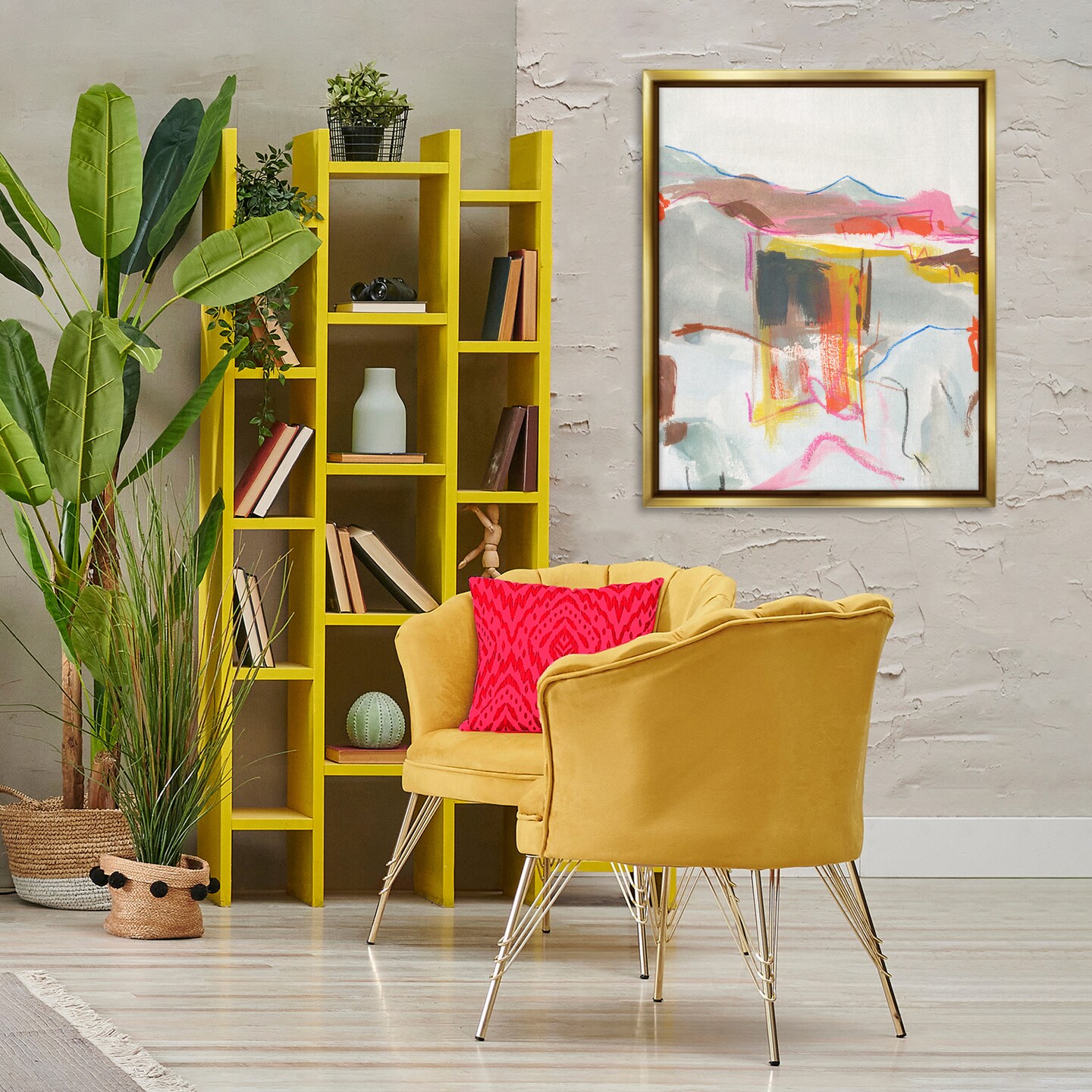 Stupell Industries Bold Abstract Mountain Shapes Floater Framed Canvas Wall Art Design by Melissa Wang 