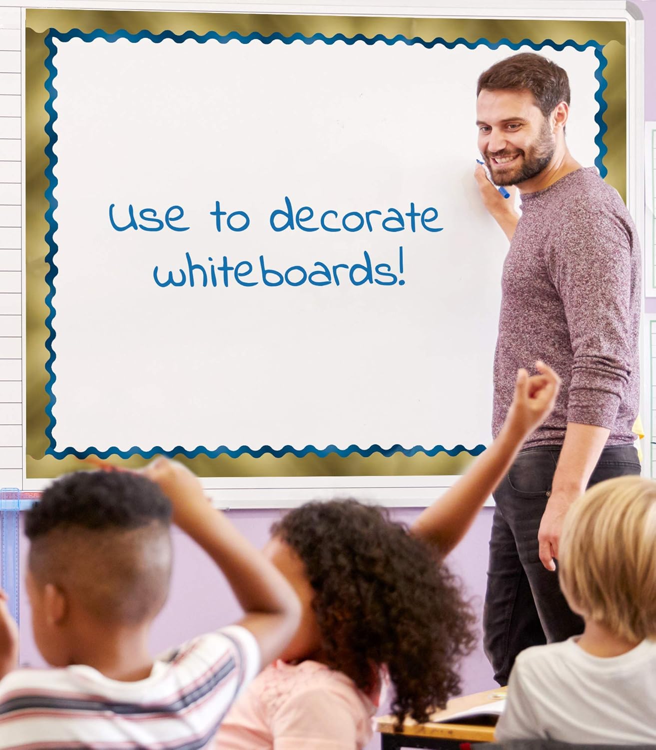 Terrific Trimmers® Metallic Gold Bulletin Board Border – 2¼ in x 32½ ft, Shiny Classroom Trim