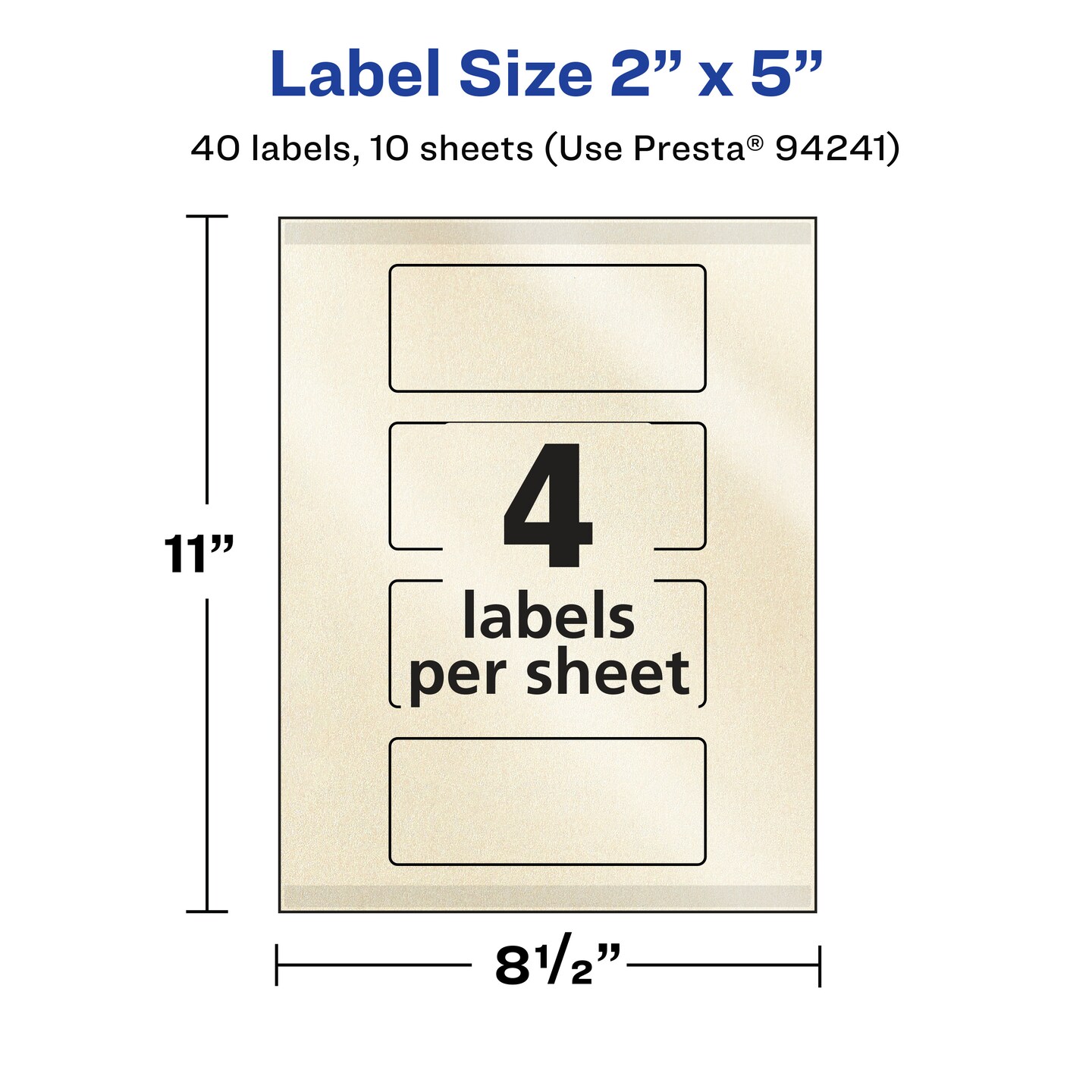 Avery Pearlized Ivory Rectangle Labels with Sure Feed Technology, Print-to-the-Edge, 2" x 5"