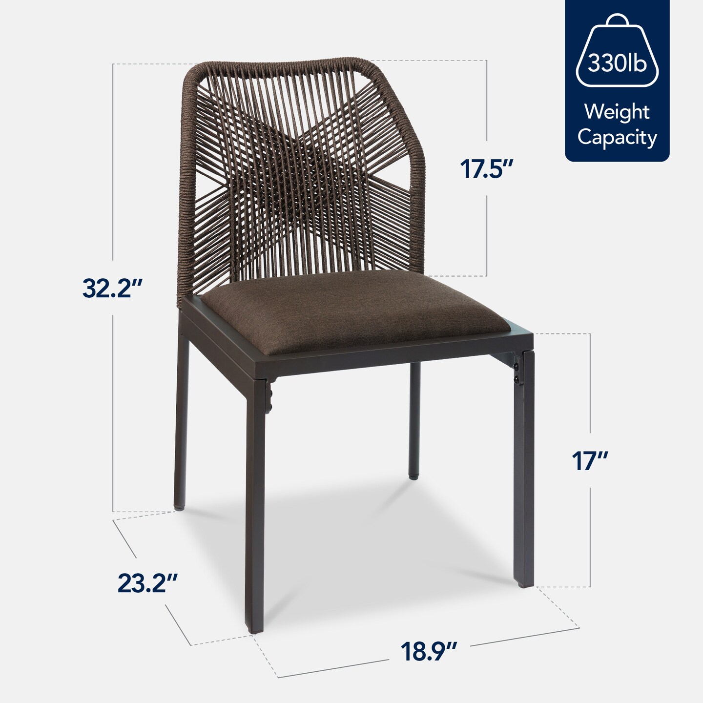 Best Choice Products Set of 2 Indoor/Outdoor Aluminum Woven Side Dining Chairs w/ All-Weather Rope