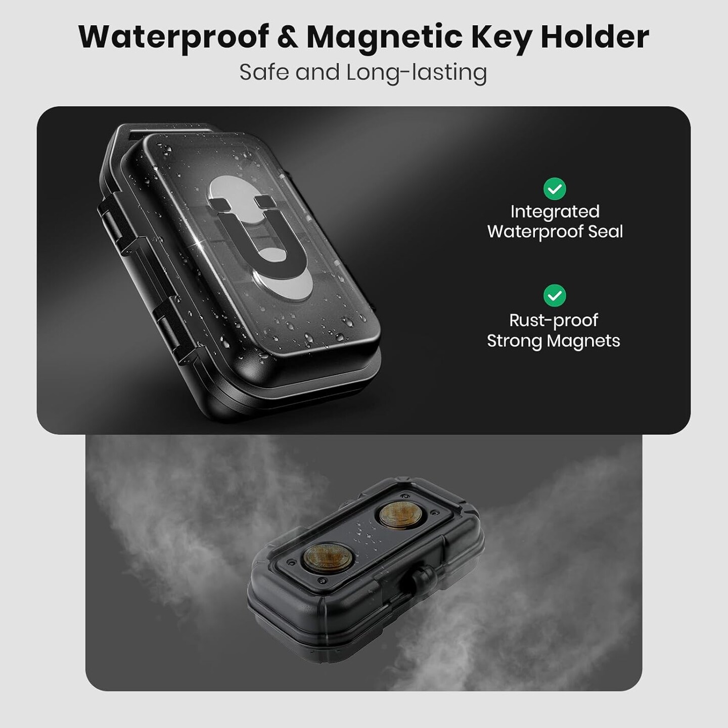 Magnetic Key Box, Magnetic Key Holder Under Car, Hide a Key Magnetic Car, Waterproof & Dustproof Magnetic Key Hider Outdoor, Magnet Storage Box