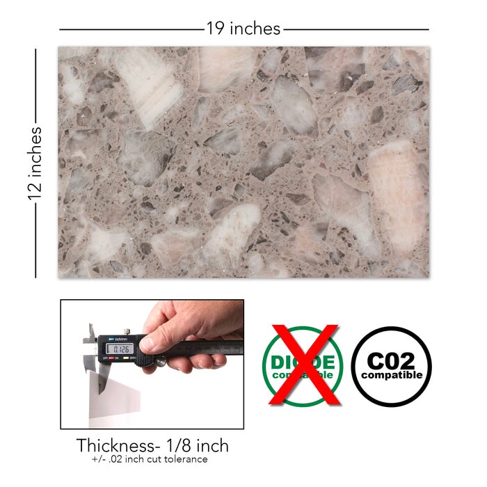 Marble & Wood Grain Acrylic 2.6mm (1/8th Inch), 12x19 inch | CO2 Laser & CO2 Glowforge Ready, Special Pattern Cast Acrylics, Craft Closet Brand