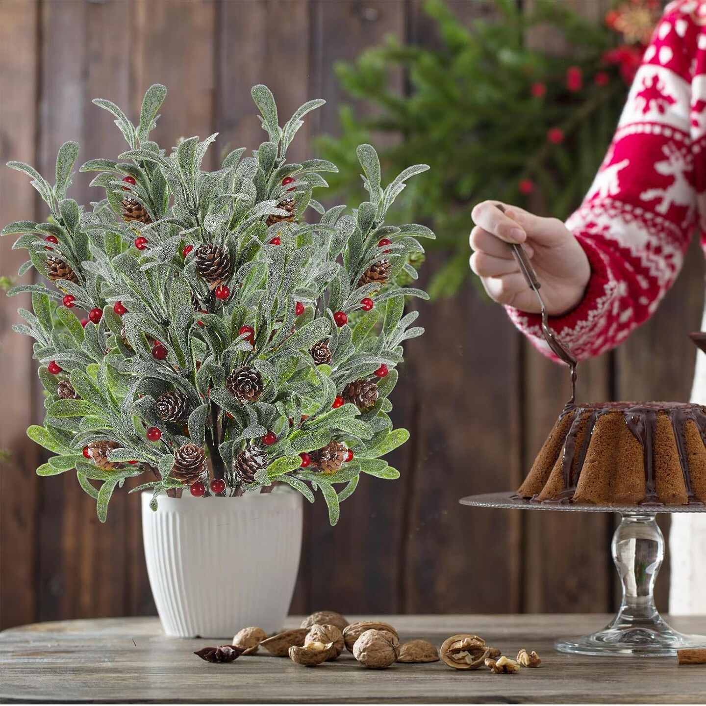 6 Pcs Christmas Artificial Mistletoe Picks (Red Berry) 17.3&#x22;D x 3.54&#x22;W x 3.54&#x22;H