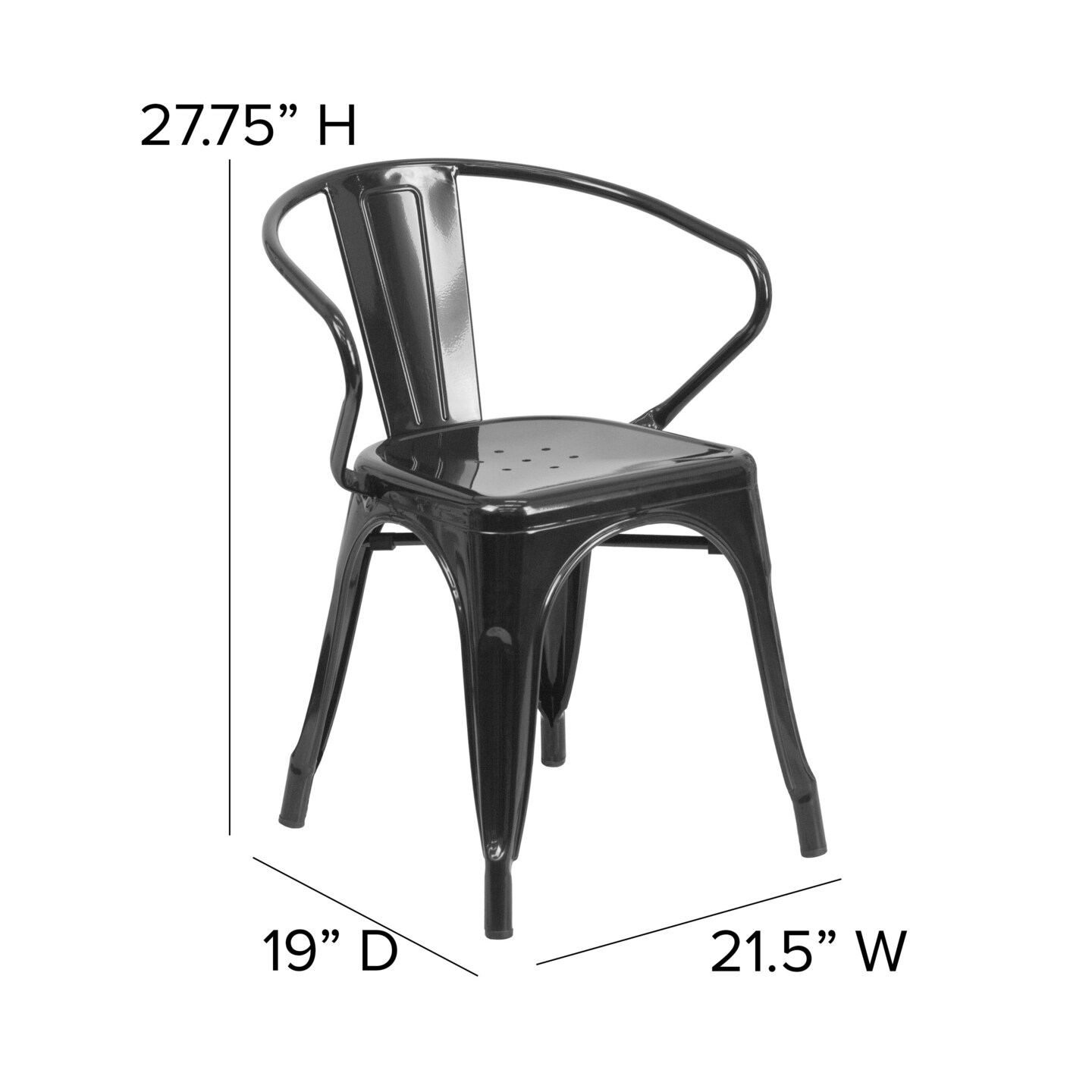 Emma and Oliver Commercial Grade Colorful Metal Indoor-Outdoor Chair with Arms
