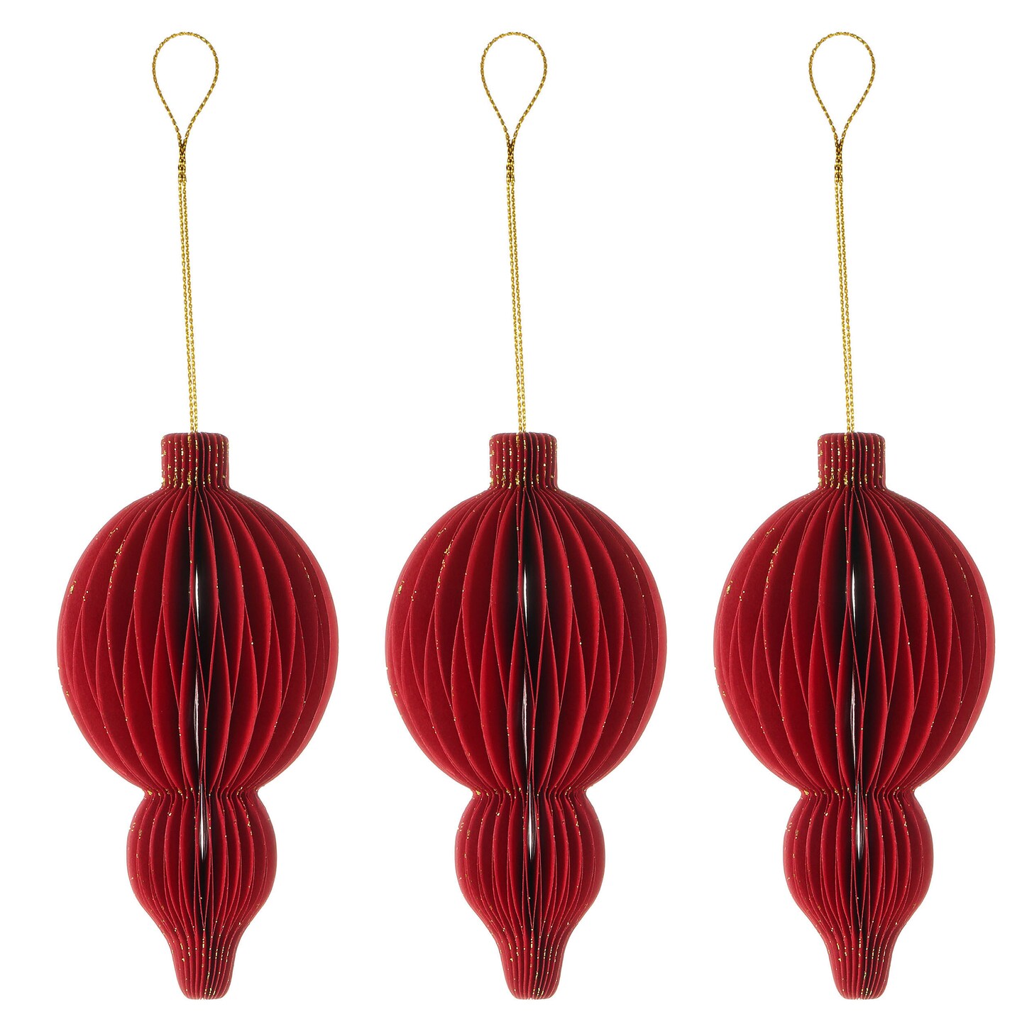 Honeycomb Red Christmas Bulb Ornament Set