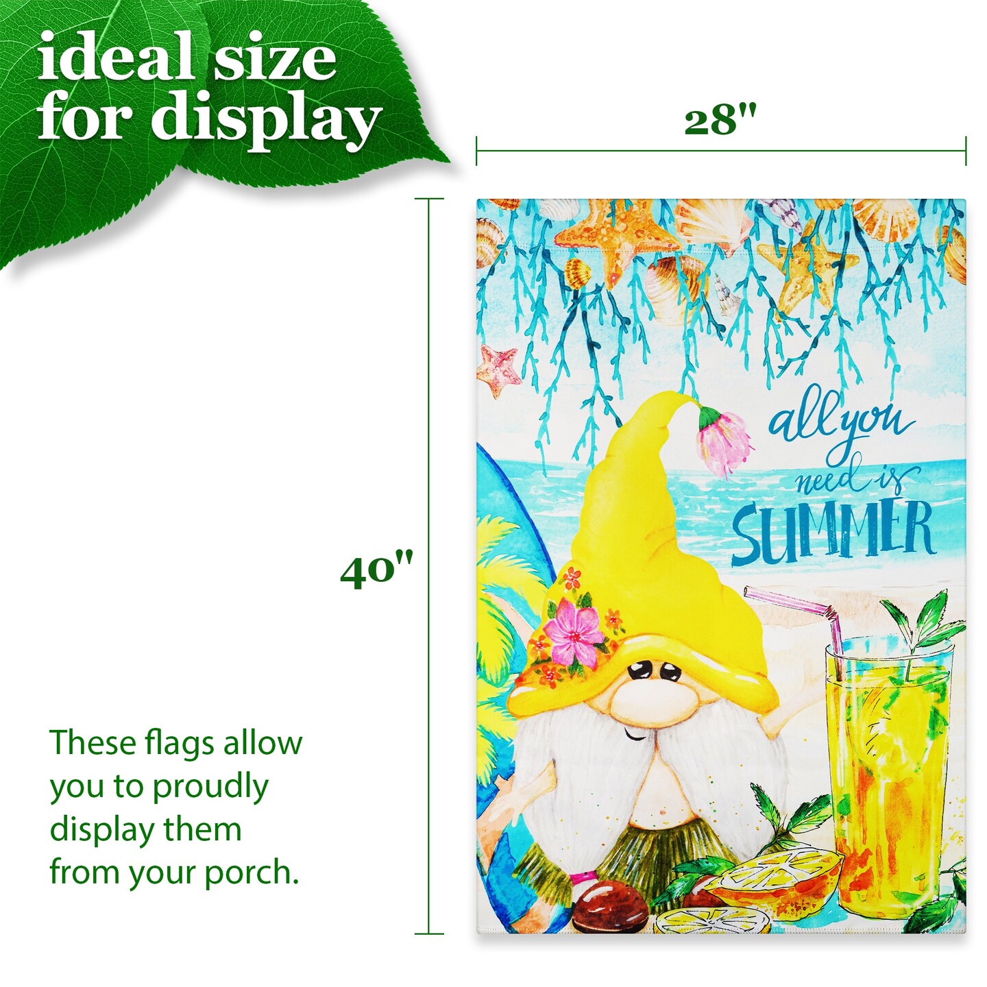 G128 House Flag All You Need is Summer Gnome | 28x40 Inch | Printed Blockout Polyester - Summer Decoration