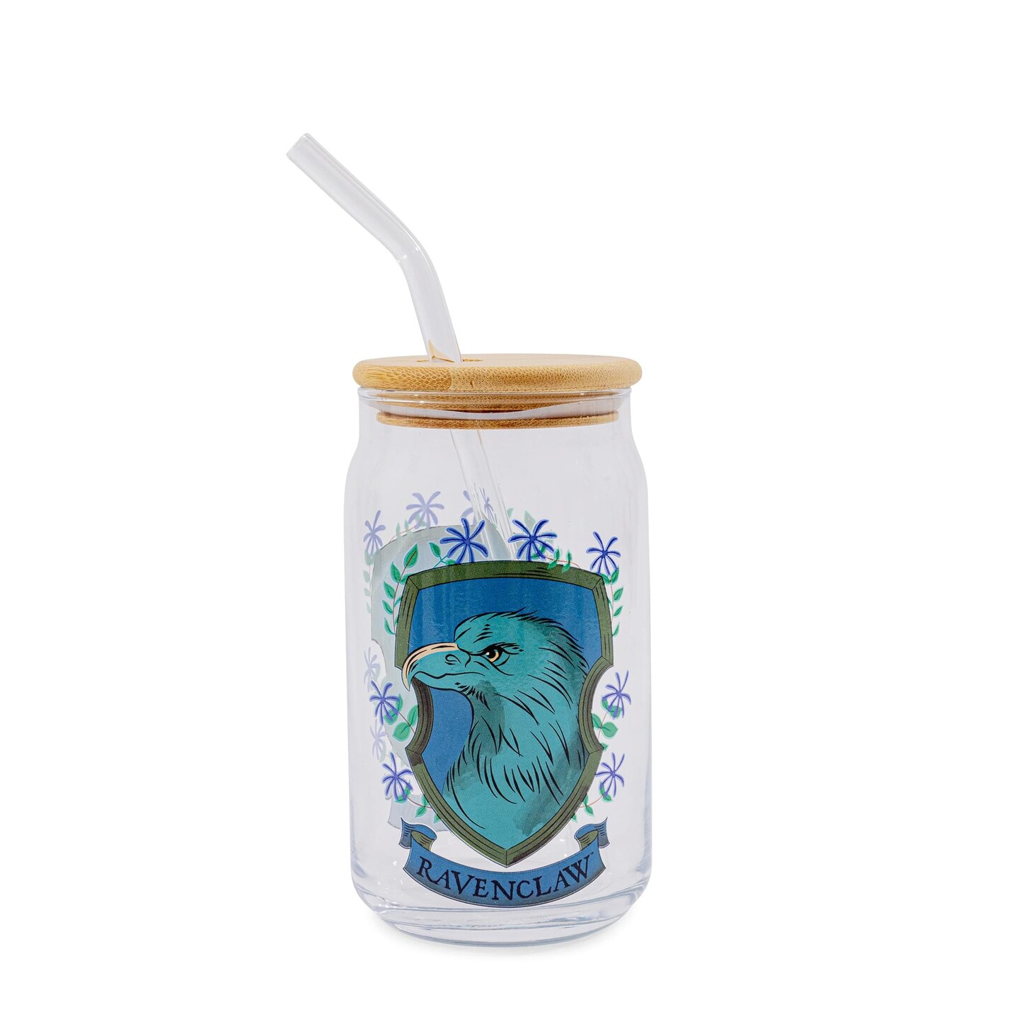 Harry Potter Ravenclaw House Mascot Glass Tumbler With Bamboo Lid and Straw