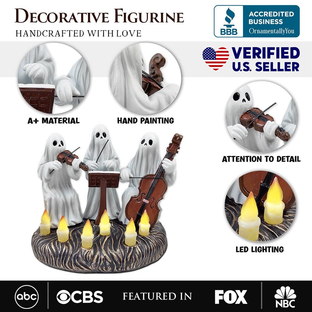 Ghostly Ensemble Trio Lighted Spooky Home Figurine, 5.5&#x22; LED Haunted Halloween Ghost Statue