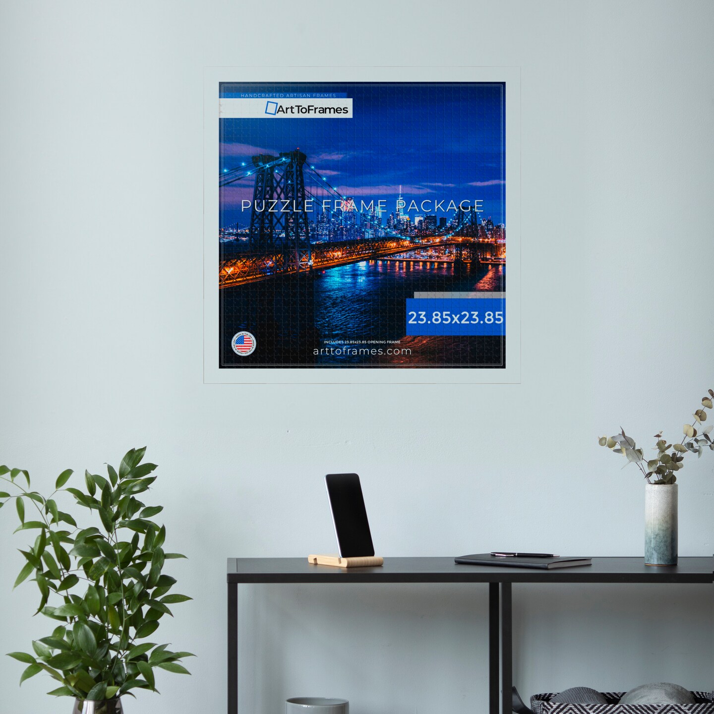 ArtToFrames 23.85x23.85 INCH / 60.6x60.6 CM Puzzle Frame for 1000 piece Puzzles.This 1.25 Inch Custom MDF Frame for Puzzles Comes with Economy Acrylic, Available in Multiple Colors