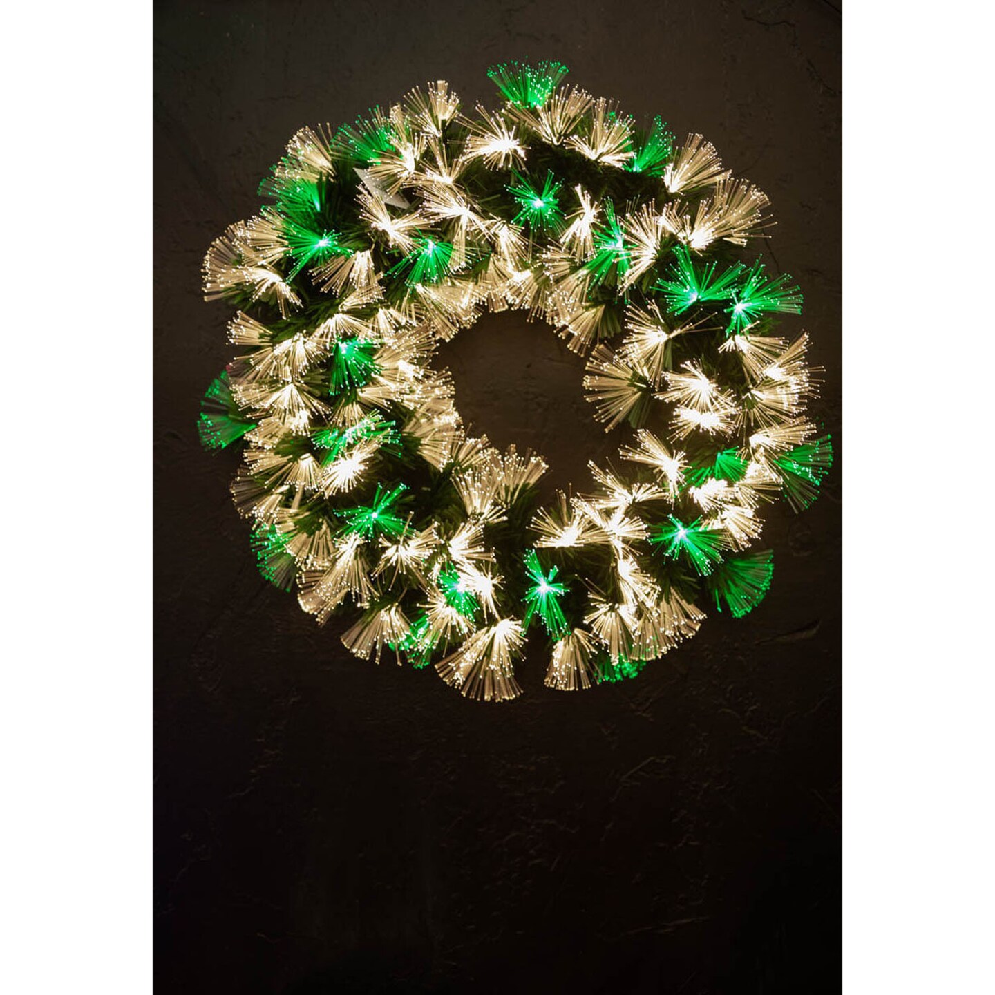 24" Fiber Optic Wreath Multicolor & White Lighted Holiday Wreath with Built-In Effects