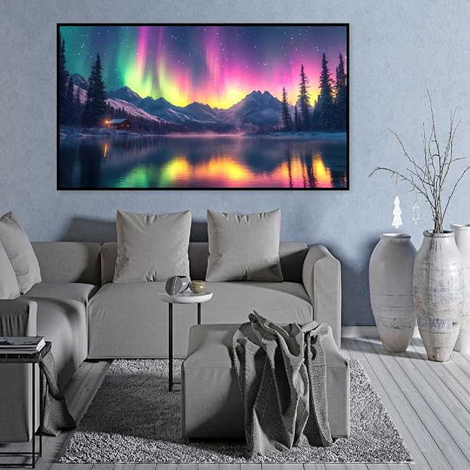 Large Diamond Art Kits for Adults,Aurora Diamond Painting for Adults Beginner,DIY Aurora Mountain Lake Art Painting with Full Drill Diamond Art and Crafts Home Wall Decor 27.5 X 15.7inch