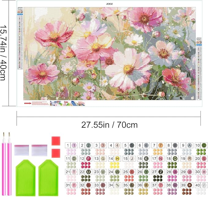 Large Diamond Painting Kits for Adults - DIY 5D Flowers Diamond Art Kits for Adults, Full Drill Flowers Diamond Art Painting, Gem Art Kits for Home Wall Decor (27.5 X 15.7 Inch)