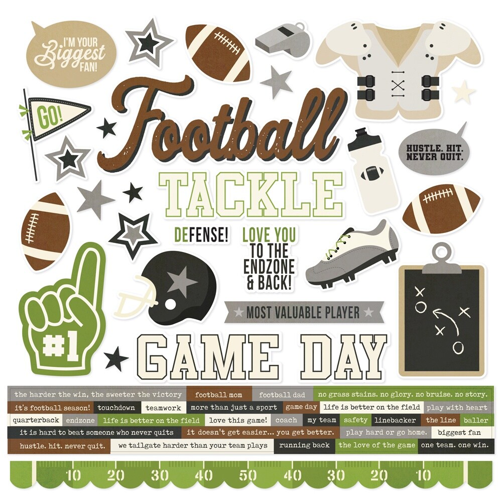 Simple Stories Cardstock Stickers 12&#x22;X12&#x22;-Football