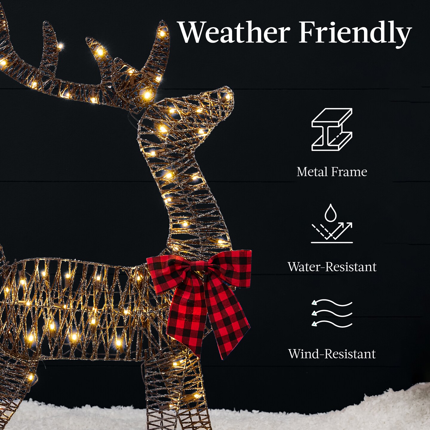 Best Choice Products Lighted 2D Reindeer & Sleigh Set Outdoor Décor w/ Warm White LED Lights