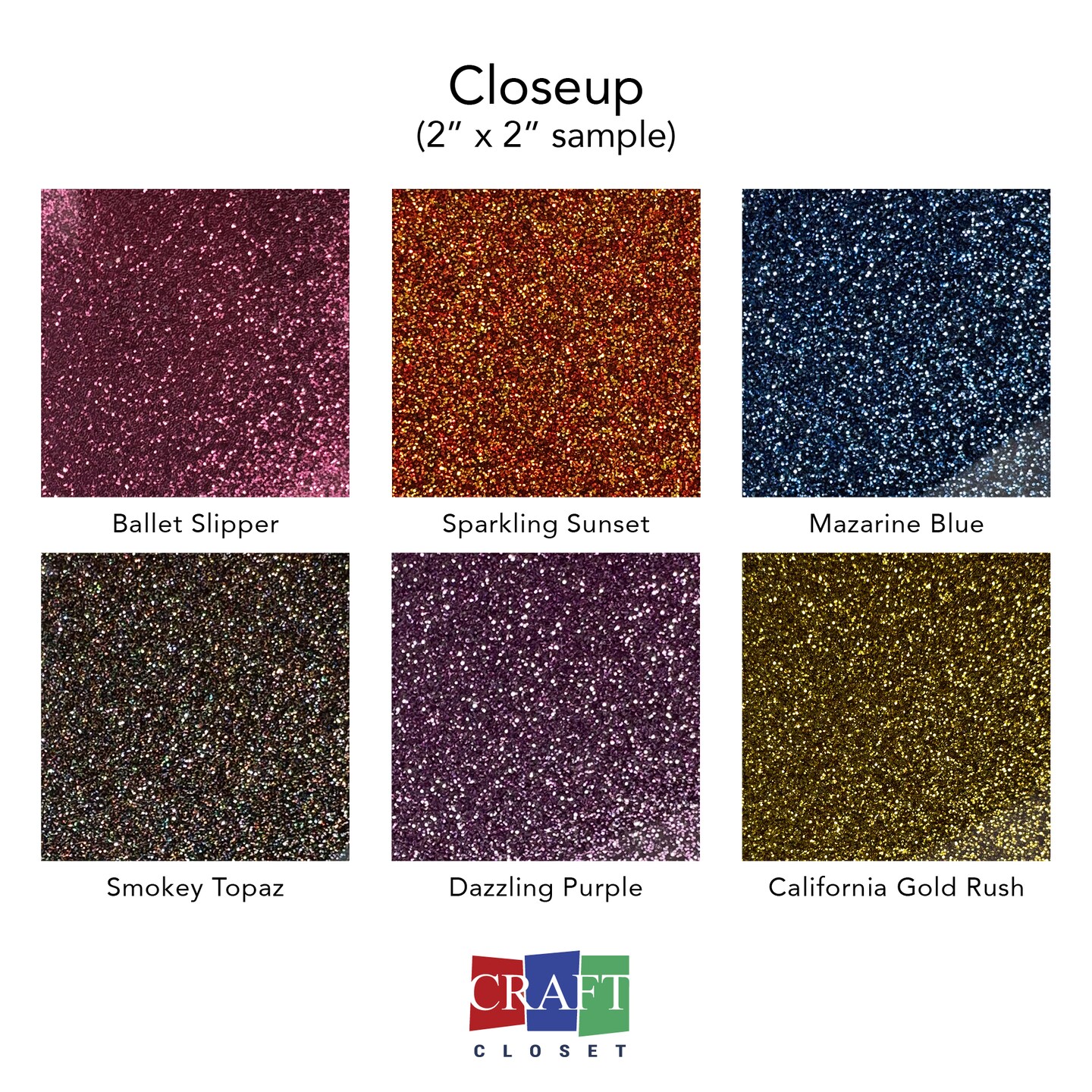 Glitter Acrylic Variety Pack, Glowforge Ready, 6 Sheets, 1/8th", 12"x19", Cast Acrylic, Craft Closet Brand