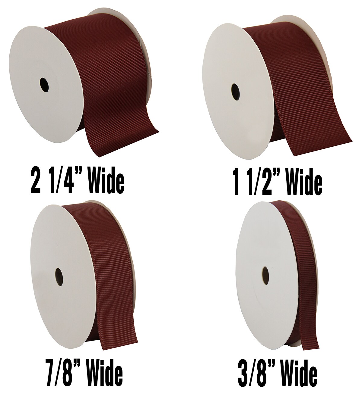 Threadart Grosgrain Ribbon Rolls - 10 yd rolls - 4 Widths 25 Colors - Solid Colors Ribbed Pattern - For Bows, Decorations, Hair Clips, and More