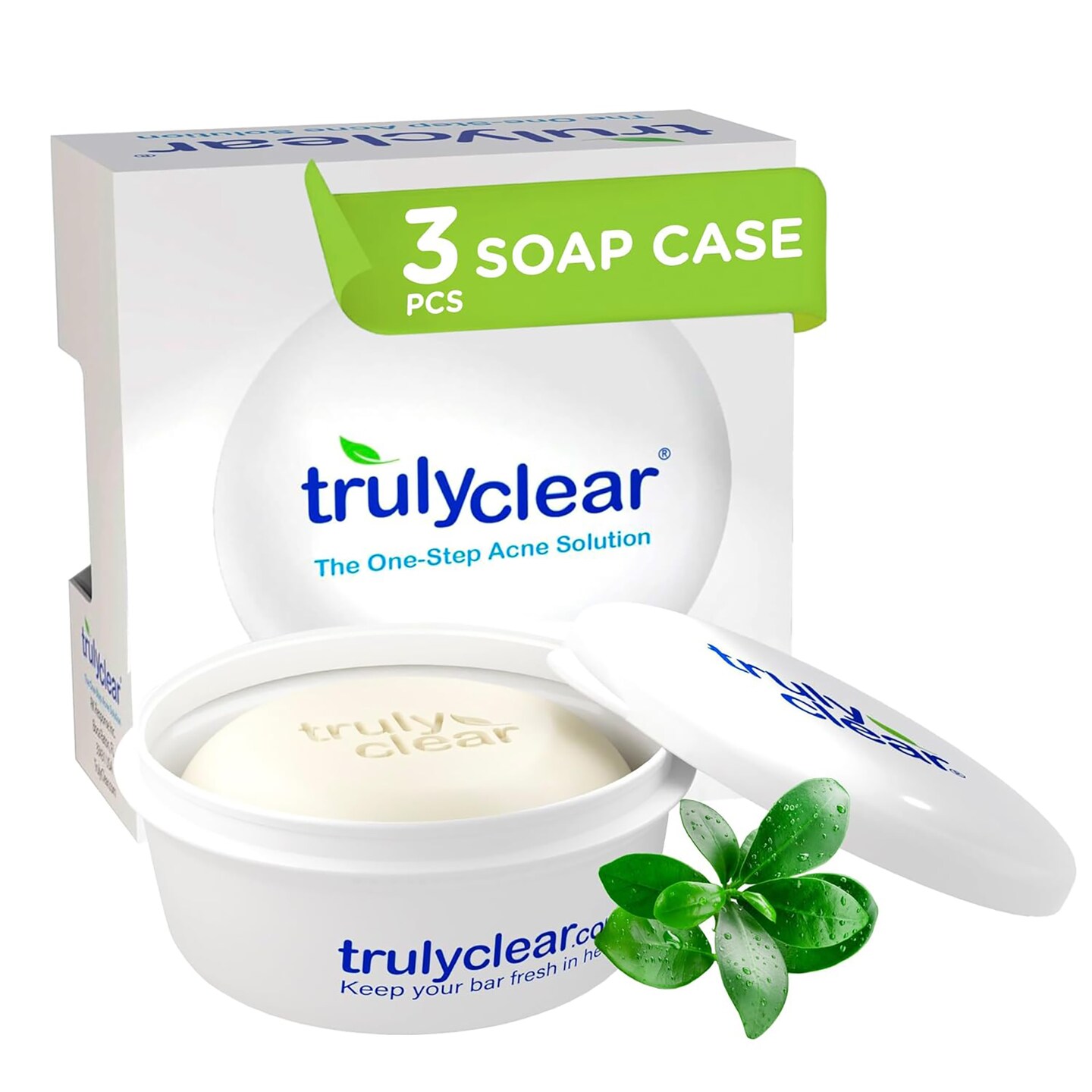 Truly Clear: Keep Dry Soap Case - 3pc Design, Holder For Acne Solution Bar, Draining Tray, Leakproof, Portable Wet Soap Container, Gym-Shower-Carry On