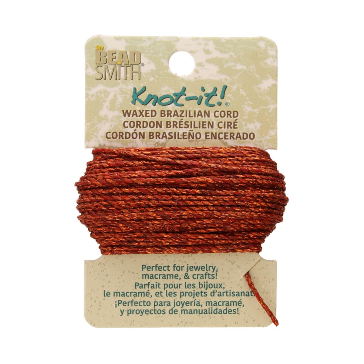 The Beadsmith Waxed Brazilian Cord, 0.7 mm Diameter, Light Wax, 15 Yards (13.7 m)