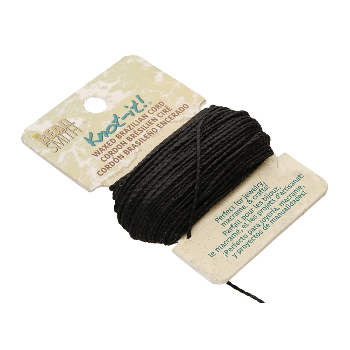 The Beadsmith Waxed Brazilian Cord, 0.7 mm Diameter, Light Wax, 15 Yards (13.7 m)