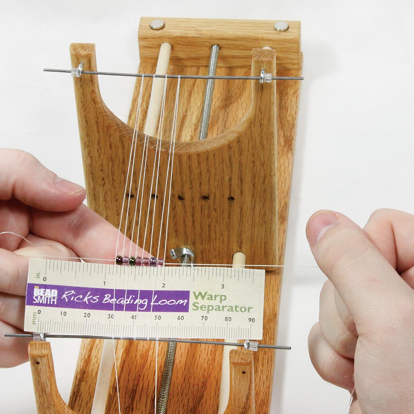 The Beadsmith Rick&#x27;s Beading Loom, Two-Warp Loom, 13.5 x 3.75 x 4.5 inches, Wooden, Illustrated Instructions Included, Easy Assembly, Use to Create Necklace and Bracelet Designs