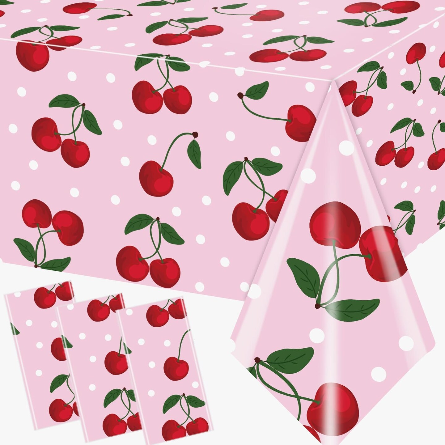 Cherry Plastic Table Clothes Disposable Pink Table Cover