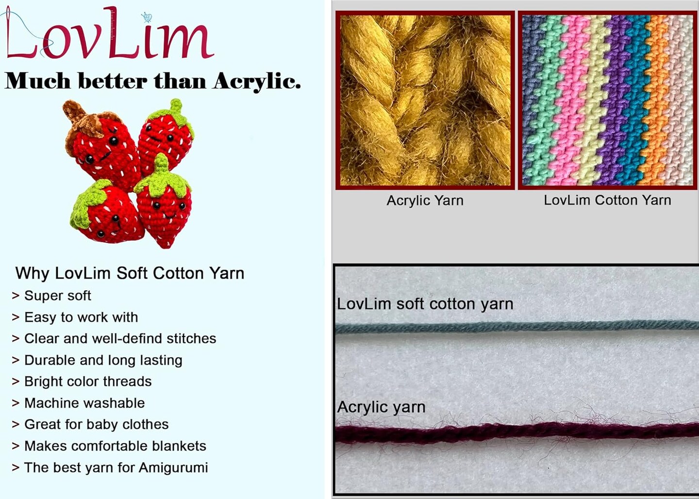 16 Soft Cotton Yarn Skeins,1000+ Yards