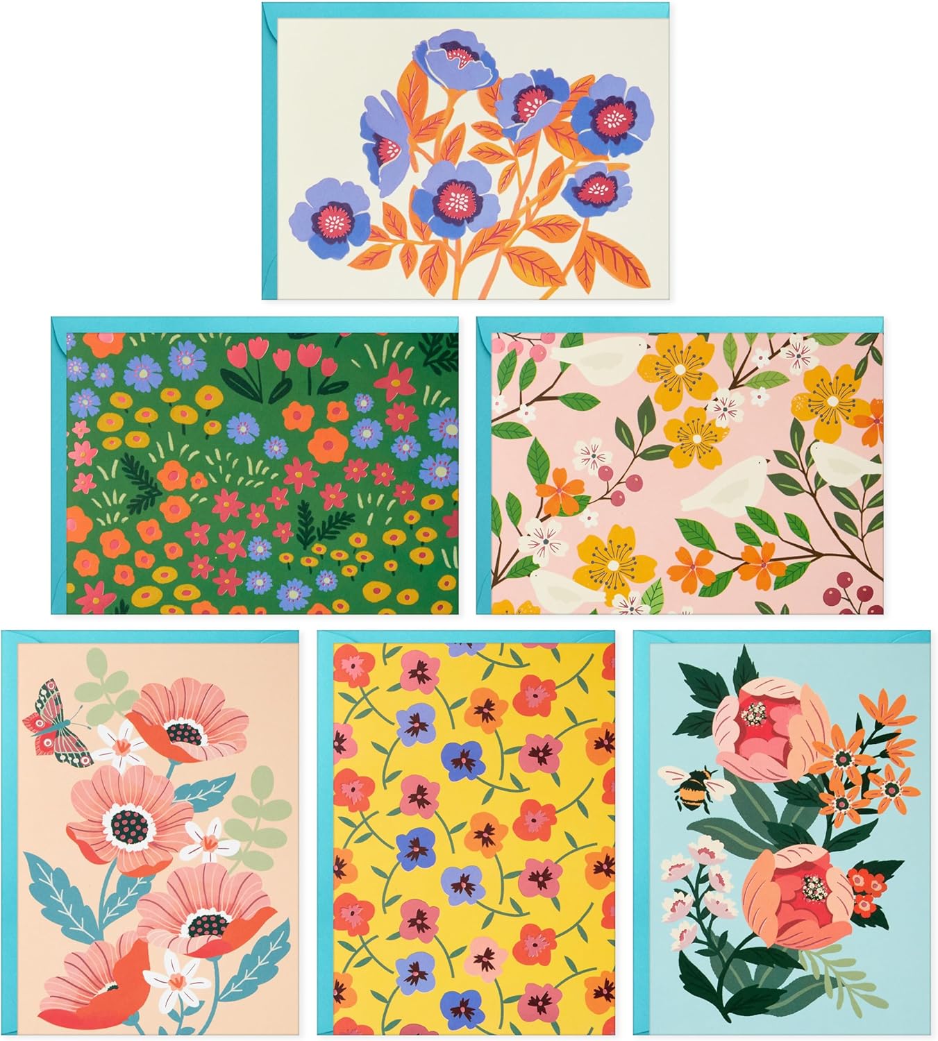 Spring Floral Note Card Assortment (24 Blank Cards with Envelopes ...