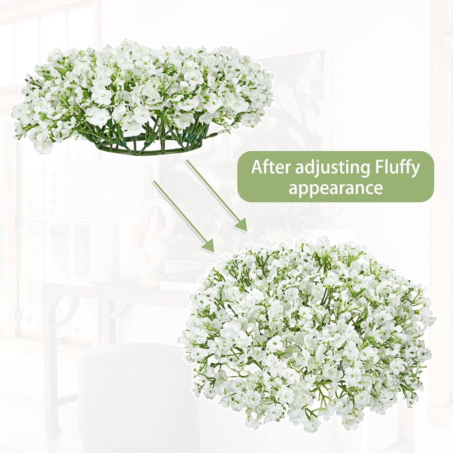 2 Pcs Small Artificial Baby's Breath Wreaths - 10" White Gypsophila Flower Garland & Candle Rings for Front Door, Kitchen Cabinets, Wedding Tabletop & Farmhouse Decor