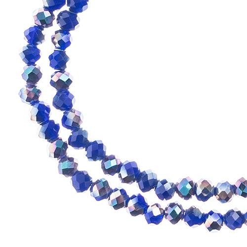 Crystal Lane DIY 2-Strand 7in Opaque Iris Finish Glass Rondelle Donut Bead Strands