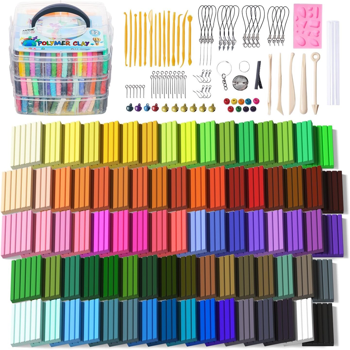 82 Colors Clay Kit, Oven Bake Modeling Clay, Creative Polymer Clay Kit
