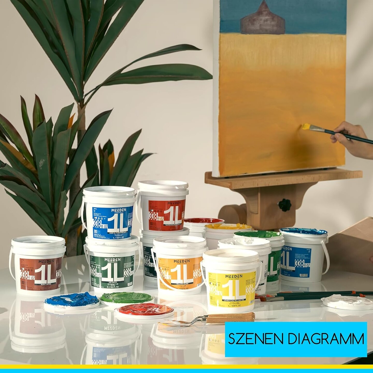 MEEDEN Olive Green Acrylic Paint: 1 L /33.8 oz Heavy Body Gloss Non-Toxic - Art Paints for Canvas, Wood, Craft Painting