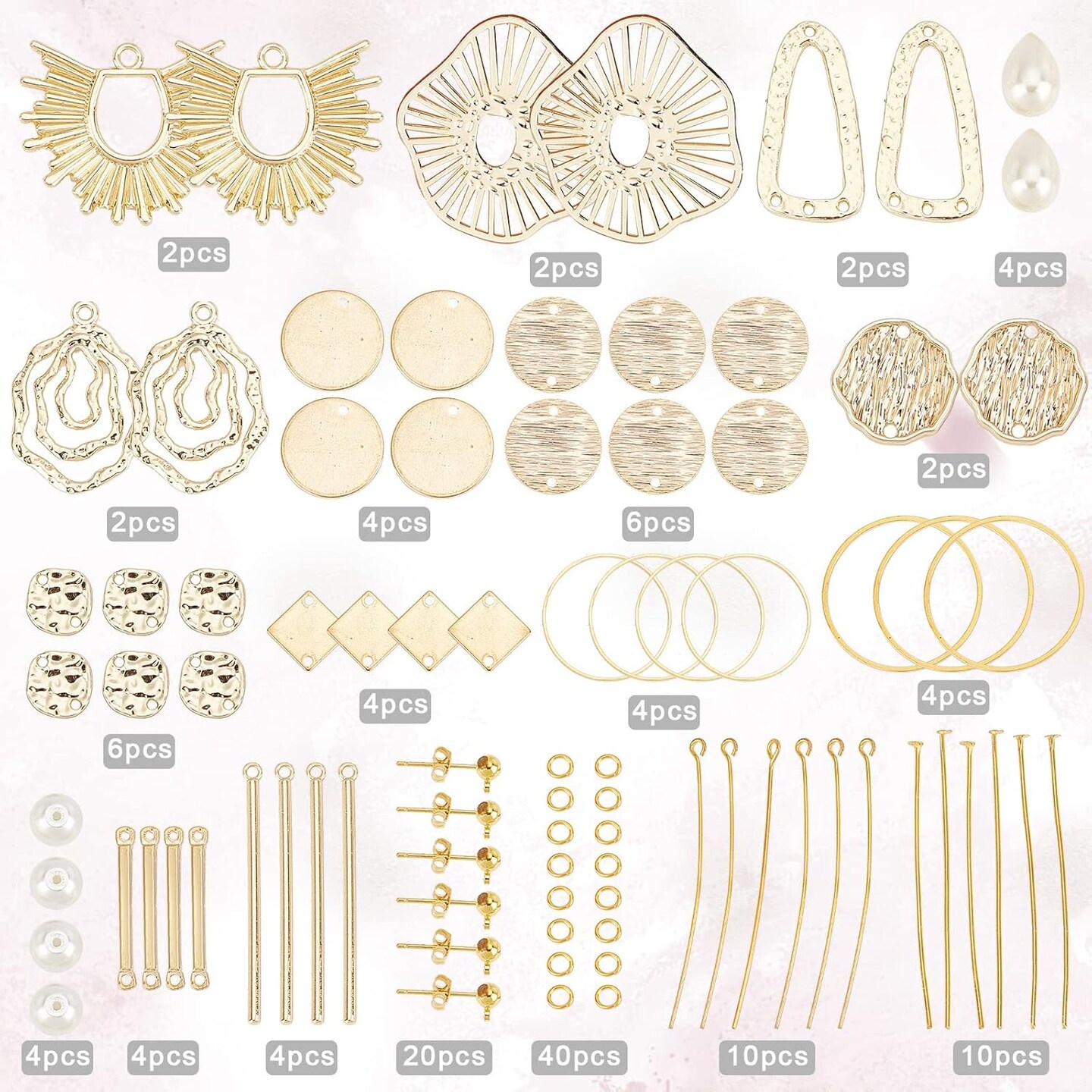1 Box DIY 10 Pairs Flat Round Charms Geometry Earring
