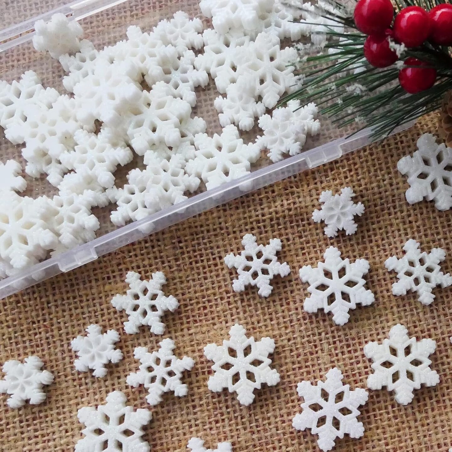 60 Pcs Small Snowflakes Christmas Embellishments