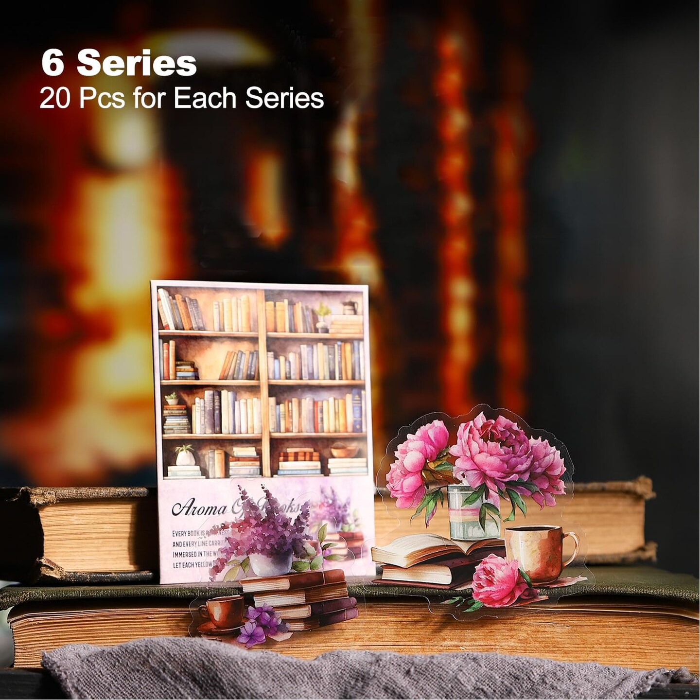 120PCS Vintage Book Sticker Set for Scrapbooking (Aroma of Books) 2.6 x 2.6 x 0.12 inches