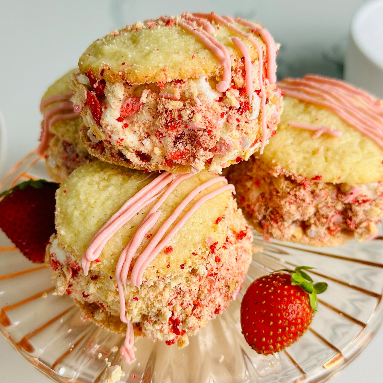 Strawberry Shortcake Ice Cream Sandwiches