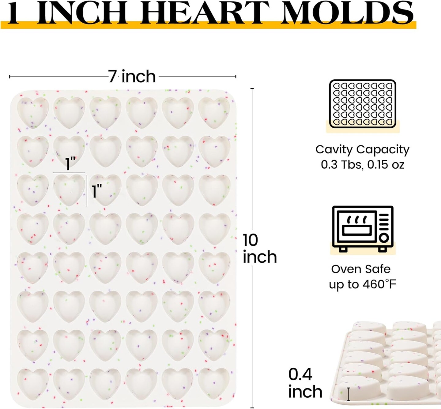 1 Inch Mini Heart Shaped Silicone Molds