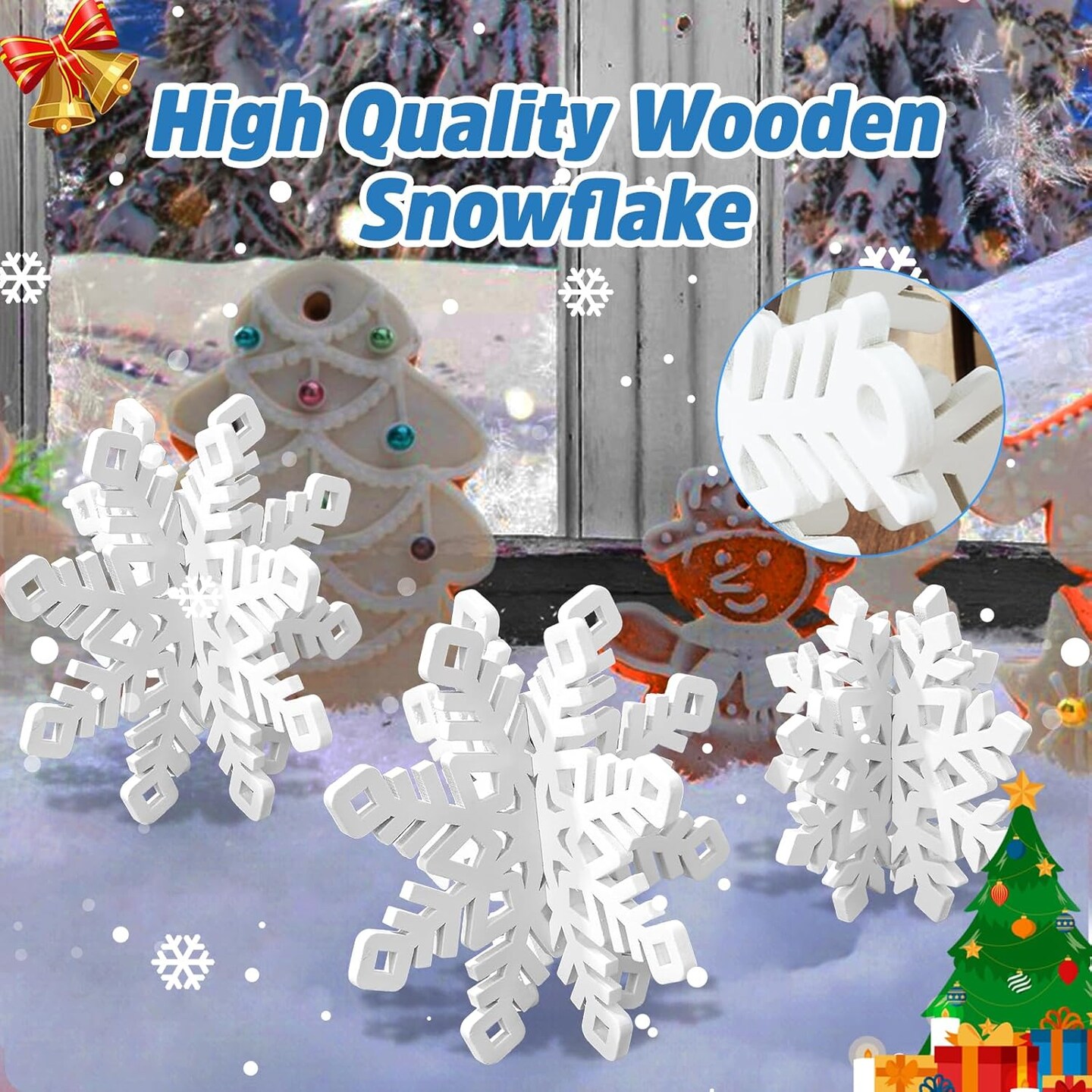 6 Sets White Snowflake Decorations - Centerpiece Table Decor