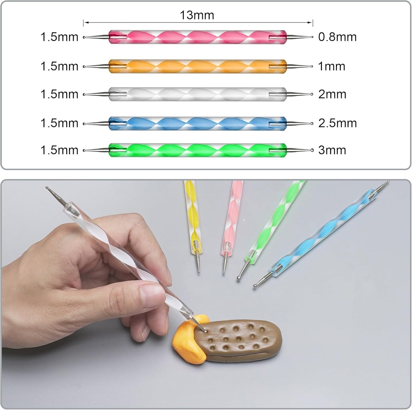 14 Polymer Clay Tools Acrylic Roller Clay Rolling Pin with Thickness Rings
