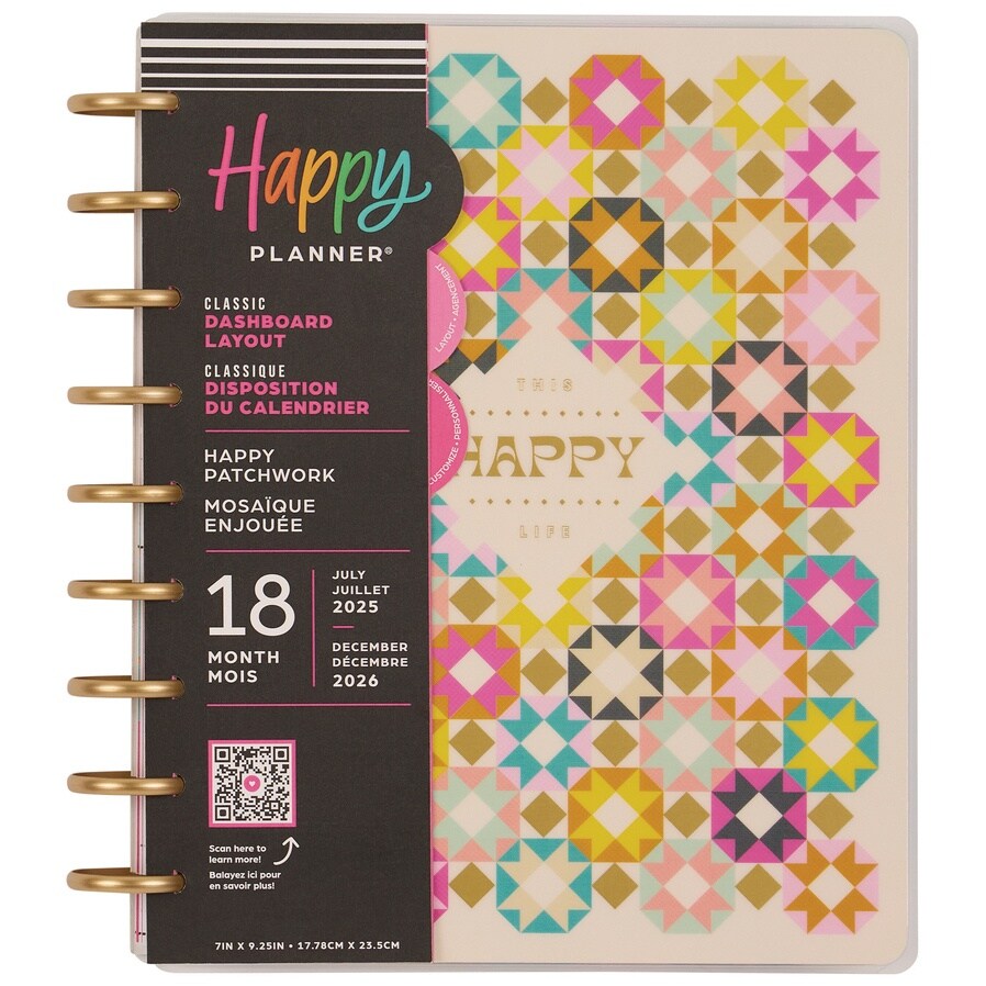 Happy Planner 18-Month Classic Disc Bound Planner-Happy Patchwork; Jul '25 - Dec '26