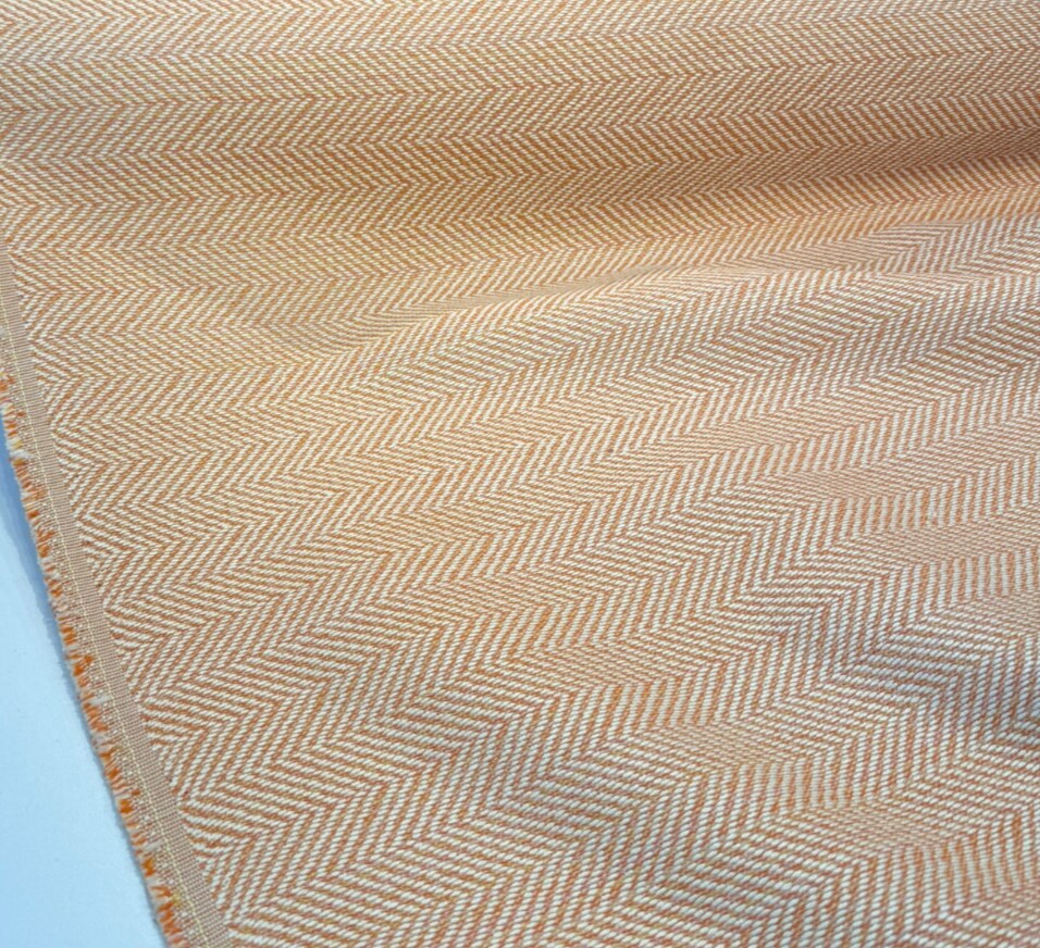 1 Yard Posh Persimmon Orange Herringbone Outdoor Upholstery Fabric 54 Inches Wide
