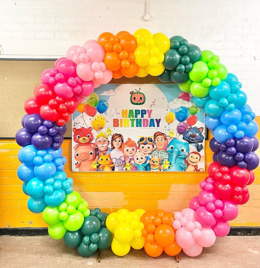Bezente Assorted Rainbow Latex Balloons, 100 Pack 12 inch Round Helium Bright Color Balloons for Birthday Baby Shower Wedding Party Decorations