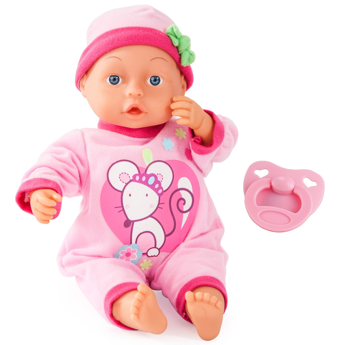 First Words 13&#x22; Pink Baby Doll Toy W/ Pacifier &#x26; Matching Cap