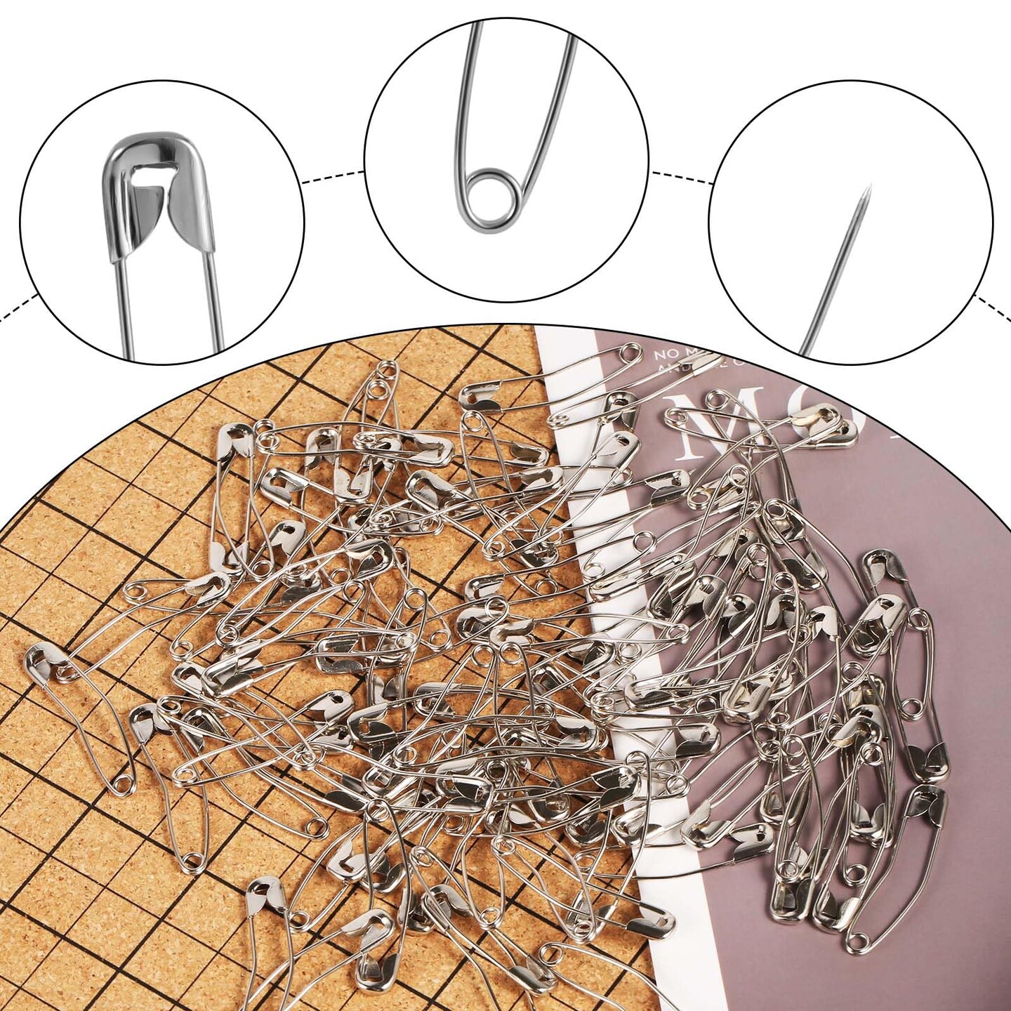 100pcs Curved Safety Pins, 1.5in Quilting Basting Pins Bent Safety Pins Sewing Safety Pins Accessories for Crafting Quilting Knitting Sewing(Silver)