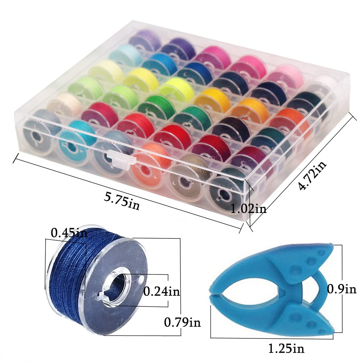 YEQIN 36pcs Assorted Colors Prewound Bobbin Thread and Bobbin Clamps - Size A Class 15 SA156 Compatible with Babylock, Brother, Consew, Juki, Singer Embroidery and Sewing Machine
