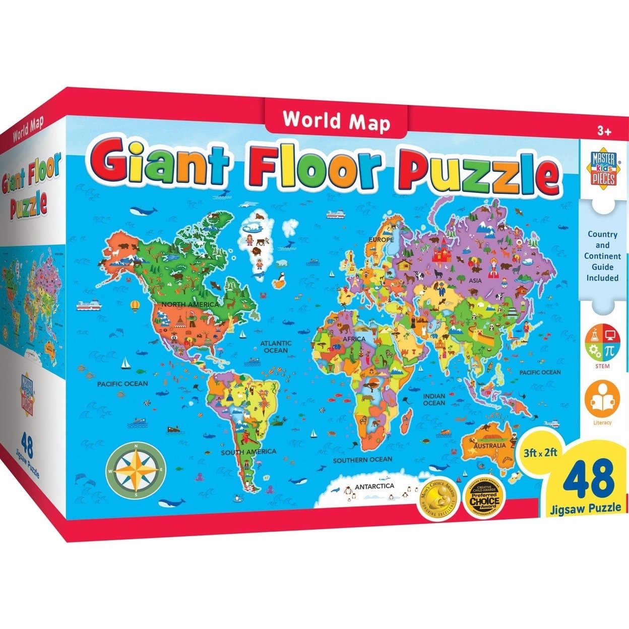 Explorer World Map 48 Piece Floor Jigsaw Puzzle Educational Fun Kids Family