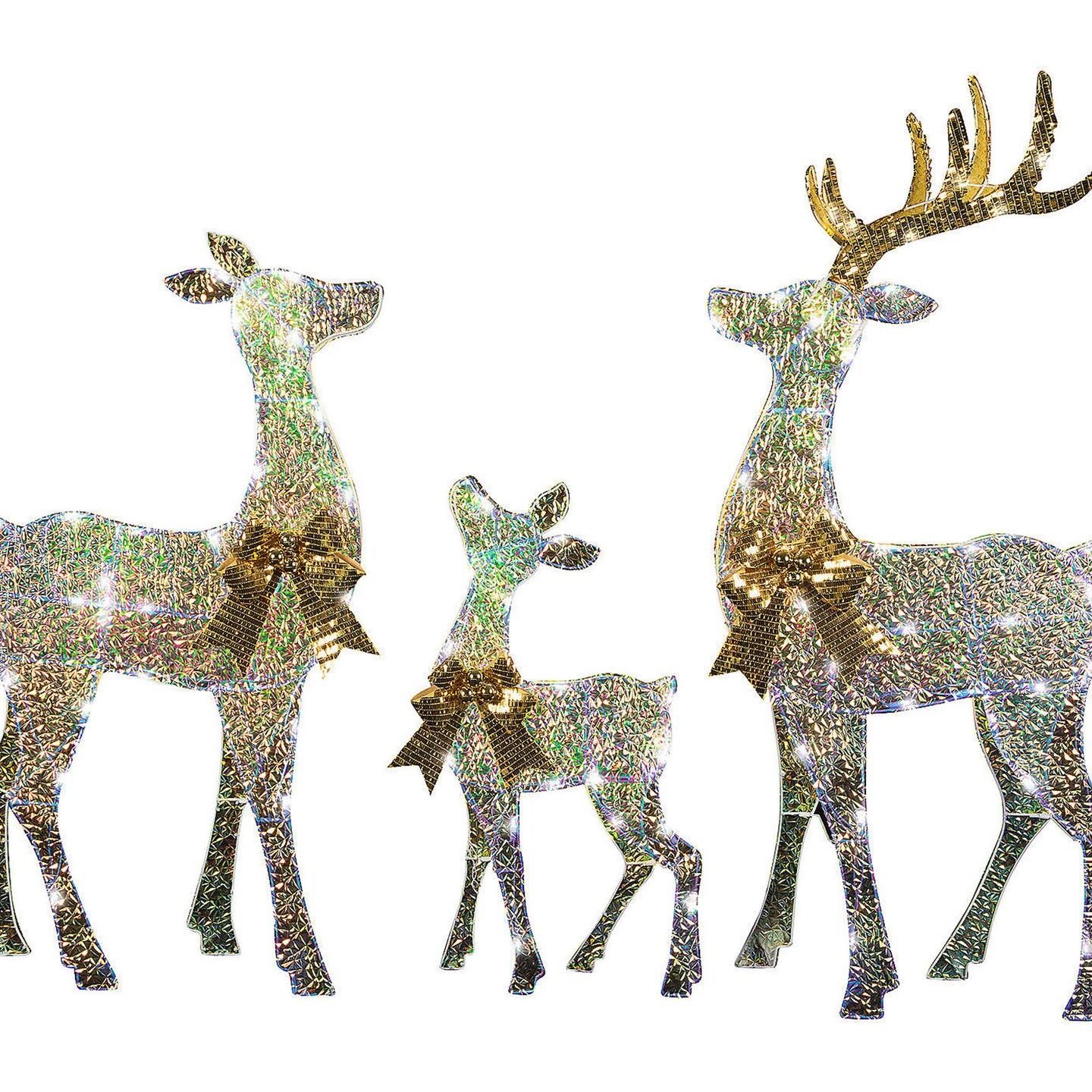 51Inch LED Acrylic Reindeer Family Sculpture Christmas Yard Decoration