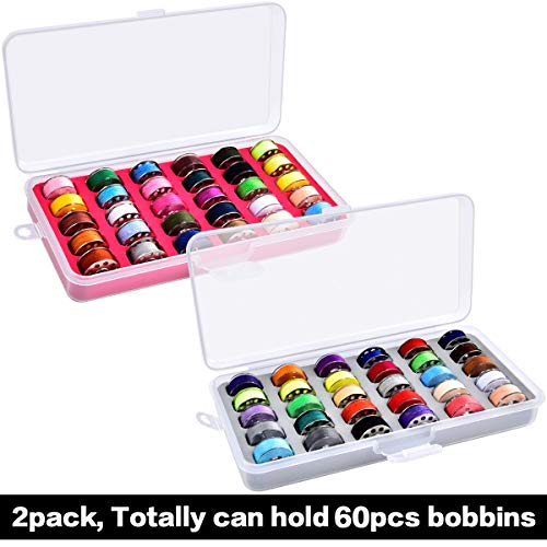 Bobbin Holder Storage Case Sewing Box Thread Organizer Holds 60pcs Bobbins for Brother Sewing Machine- 2pack(Box Only)